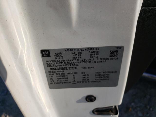 Photo 10 from auction – 2011 GMC ACADIA SLT with VIN 1GKKRSED6BJ252536