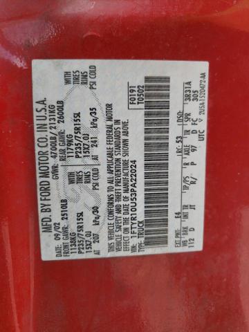 Photo 10 from auction – 2003 FORD RANGER with VIN 1FTYR10U53PA22024