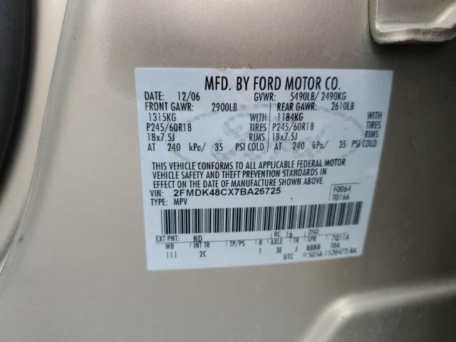 Photo 10 from auction – 2007 FORD EDGE SEL with VIN 2FMDK48CX7BA26725
