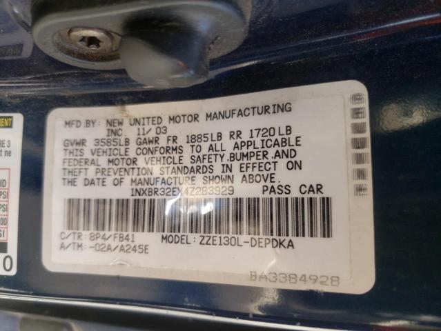 Photo 10 from auction – 2004 TOYOTA COROLLA with VIN 1NXBR32EX4Z283929