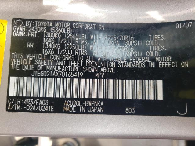 Photo 10 from auction – 2007 TOYOTA HIGHLANDER with VIN JTEGD21AX70165419