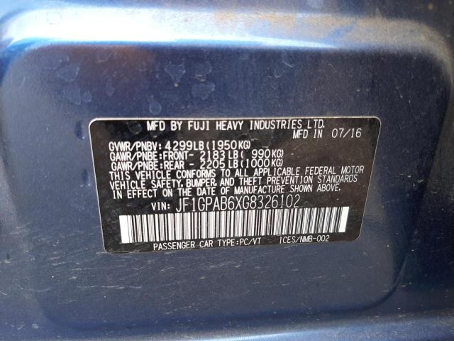 Photo 10 from auction – 2016 SUBARU IMPREZA PR with VIN JF1GPAB6XG8326102