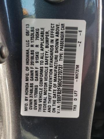 Photo 10 from auction – 2013 HONDA CIVIC LX with VIN 19XFB2F56DE270737