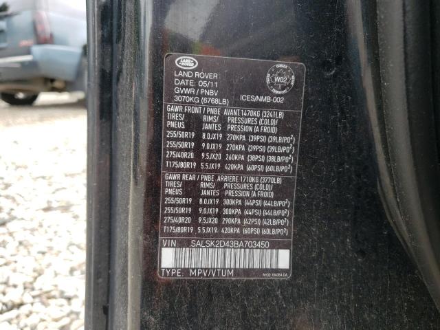 Photo 10 from auction – 2011 LAND ROVER RANGE ROVE with VIN SALSK2D43BA703450
