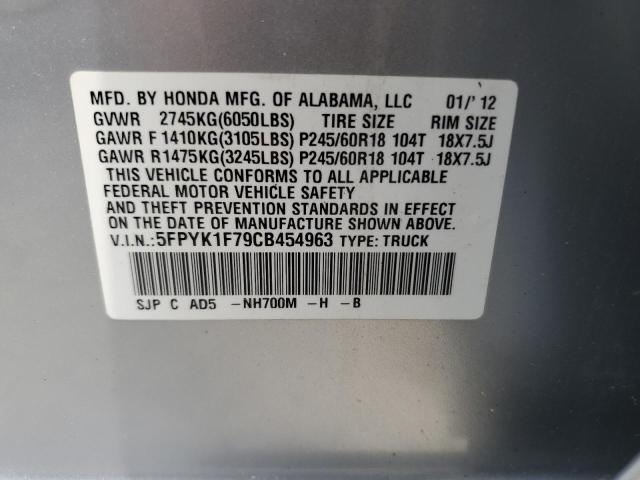 Photo 10 from auction – 2012 HONDA RIDGELINE with VIN 5FPYK1F79CB454963
