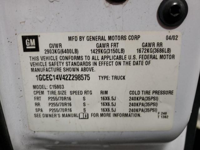 Photo 10 from auction – 2002 CHEVROLET SILVERADO with VIN 1GCEC14V42Z298575