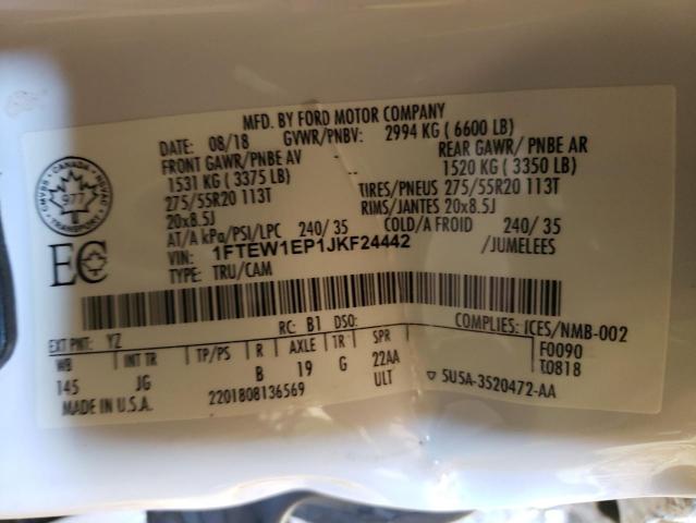 Photo 10 from auction – 2018 FORD F150 SUPER with VIN 1FTEW1EP1JKF24442