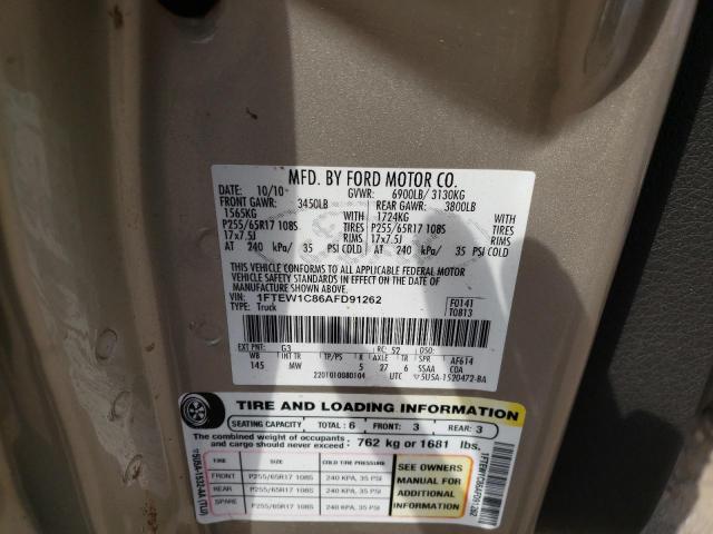 Photo 10 from auction – 2010 FORD F150 SUPER with VIN 1FTEW1C86AFD91262