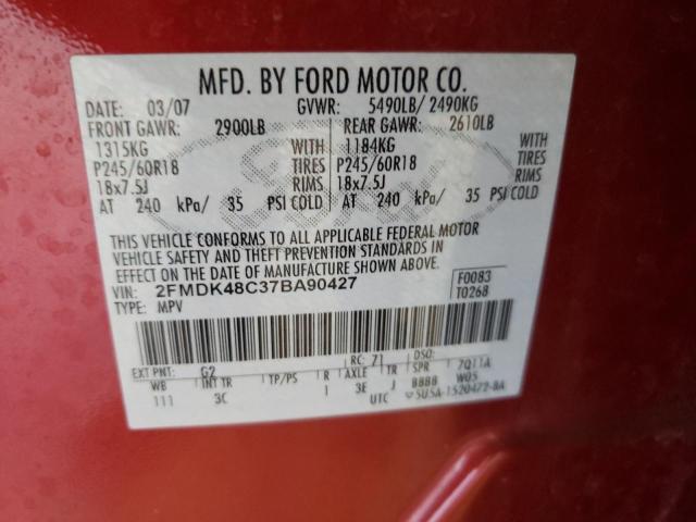 Photo 10 from auction – 2007 FORD EDGE SEL with VIN 2FMDK48C37BA90427