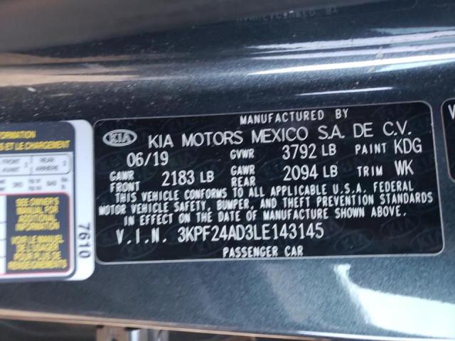 Photo 10 from auction – 2020 KIA FORTE FE with VIN 3KPF24AD3LE143145