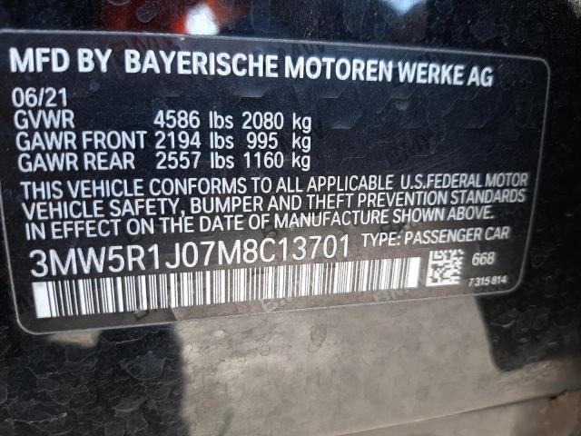 Photo 10 from auction – 2021 BMW 330I with VIN 3MW5R1J07M8C13701
