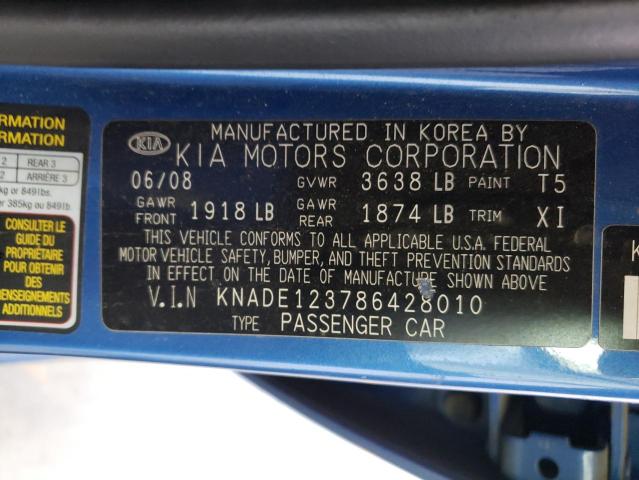 Photo 10 from auction – 2008 KIA RIO BASE with VIN KNADE123786428010