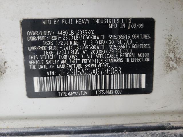 Photo 10 from auction – 2010 SUBARU FORESTER 2 with VIN JF2SH6AC5AG736083