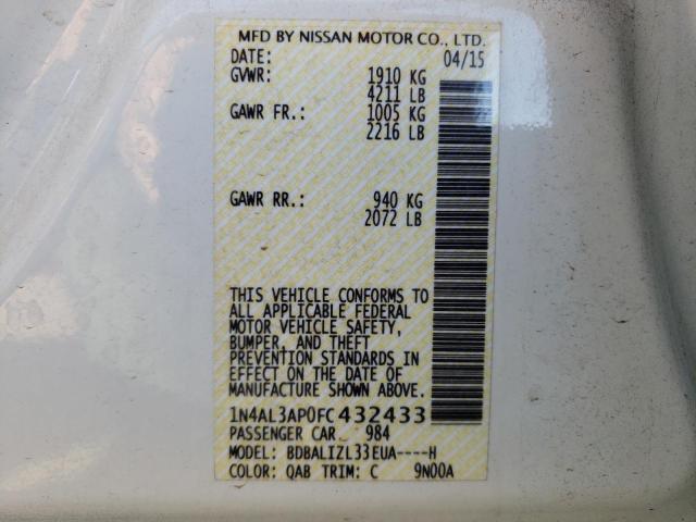 Photo 10 from auction – 2015 NISSAN ALTIMA 2.5 with VIN 1N4AL3AP0FC432433