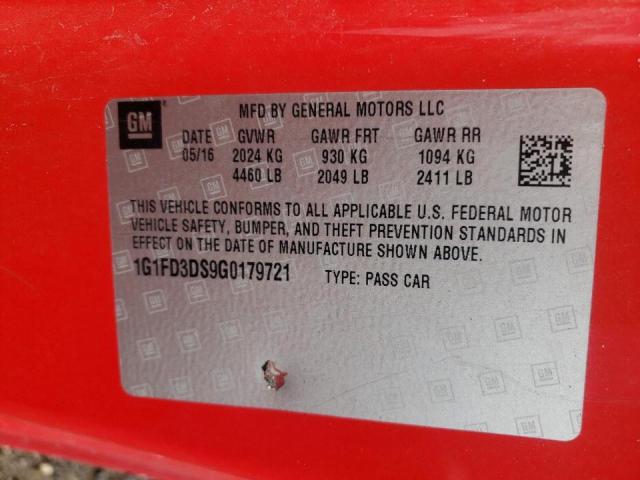 Photo 10 from auction – 2016 CHEVROLET CAMARO LT with VIN 1G1FD3DS9G0179721