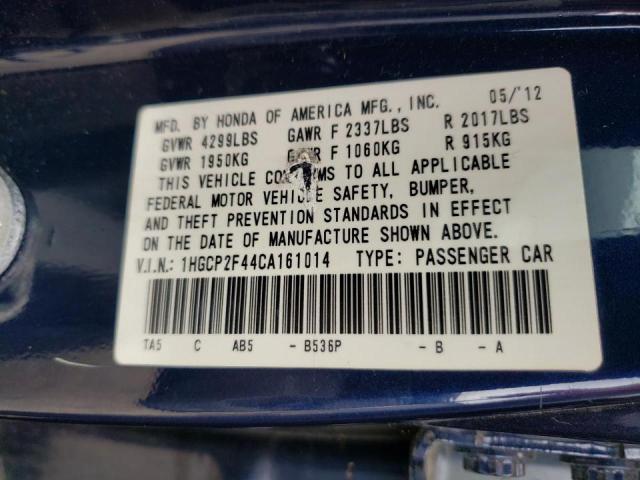 Photo 10 from auction – 2012 HONDA ACCORD LXP with VIN 1HGCP2F44CA161014