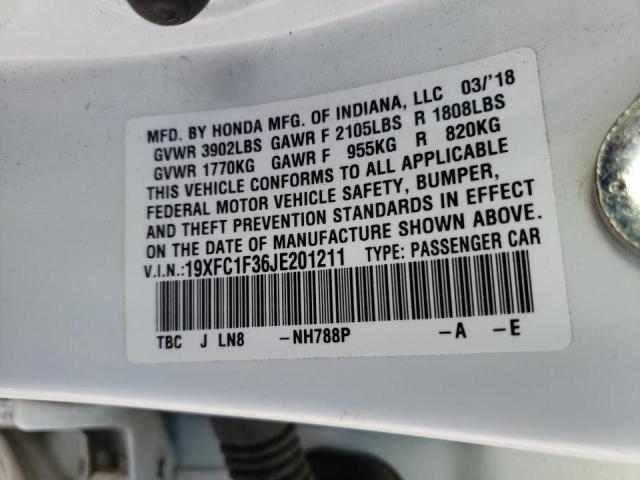 Photo 10 from auction – 2018 HONDA CIVIC EX with VIN 19XFC1F36JE201211