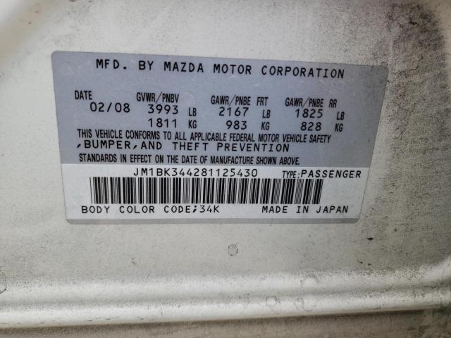 Photo 10 from auction – 2008 MAZDA 3 HATCHBAC with VIN JM1BK344281125430