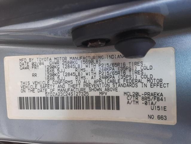Photo 10 from auction – 2004 TOYOTA SIENNA CE with VIN 5TDZA23C24S127325