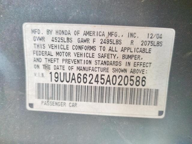 Photo 10 from auction – 2005 ACURA TL with VIN 19UUA66245A020586