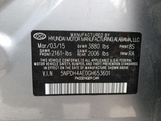 Photo 10 from auction – 2016 HYUNDAI ELANTRA SE with VIN 5NPDH4AE0GH653601