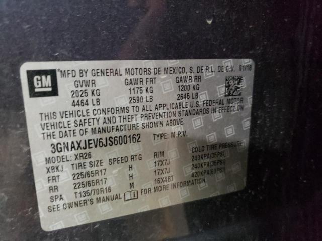Photo 10 from auction – 2018 CHEVROLET EQUINOX LT with VIN 3GNAXJEV6JS600162