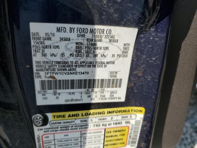 Photo 10 from auction – 2010 FORD F150 SUPER with VIN 1FTFW1CV2AKE13470