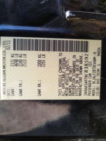 Photo 10 from auction – 2011 NISSAN MAXIMA S with VIN 1N4AA5AP7BC838592