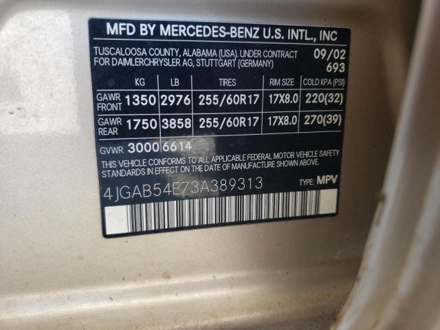Photo 10 from auction – 2003 MERCEDES-BENZ ML 320 with VIN 4JGAB54E73A389313