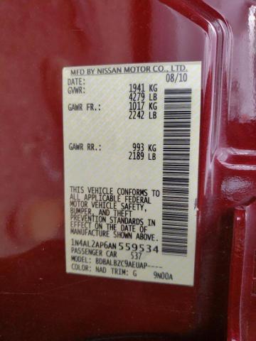 Photo 10 from auction – 2010 NISSAN ALTIMA BAS with VIN 1N4AL2AP6AN559534