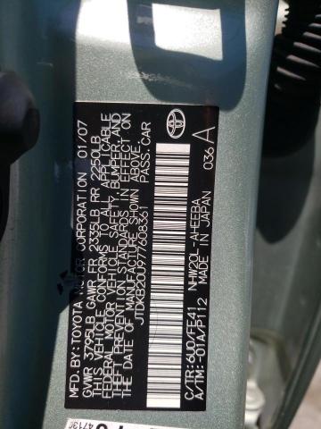 Photo 10 from auction – 2007 TOYOTA PRIUS with VIN JTDKB20U977608361
