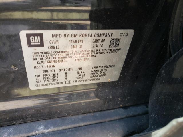 Photo 10 from auction – 2015 CHEVROLET TRAX 1LT with VIN KL7CJLSB5FB249852