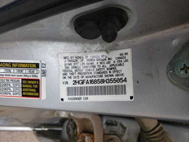 Photo 10 from auction – 2008 HONDA CIVIC EX with VIN 2HGFA16858H355054