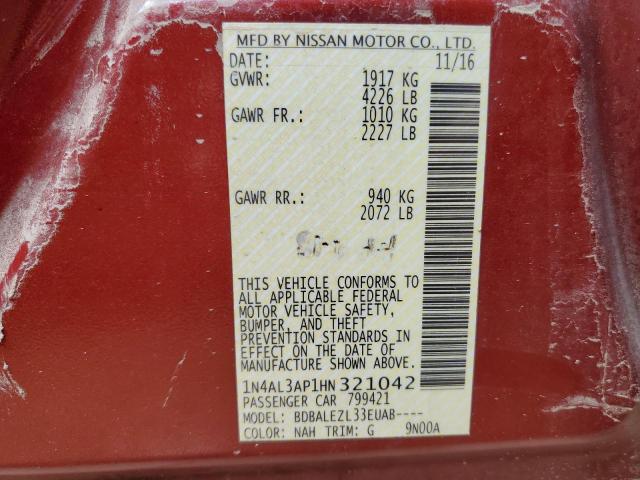 Photo 10 from auction – 2017 NISSAN ALTIMA 2.5 with VIN 1N4AL3AP1HN321042