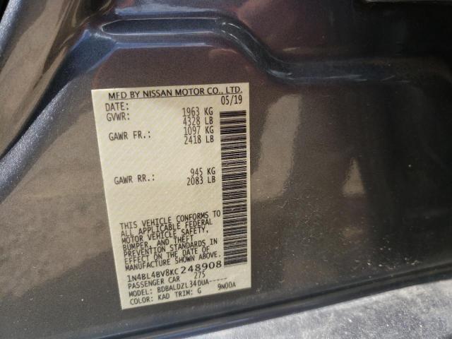 Photo 10 from auction – 2019 NISSAN ALTIMA S with VIN 1N4BL4BV8KC248908