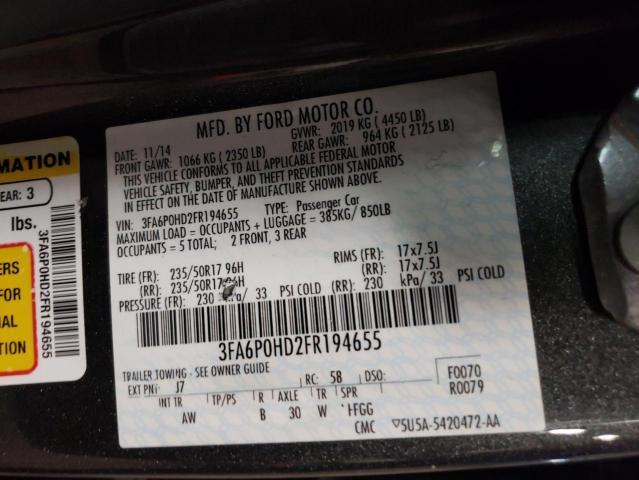 Photo 10 from auction – 2015 FORD FUSION SE with VIN 3FA6P0HD2FR194655