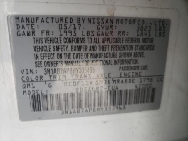 Photo 10 from auction – 2017 NISSAN SENTRA S with VIN 3N1AB7AP8HY335465