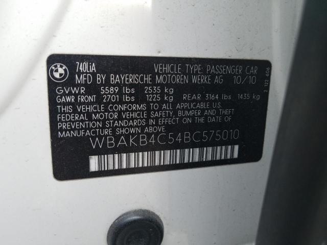 Photo 10 from auction – 2011 BMW 740 LI with VIN WBAKB4C54BC575010