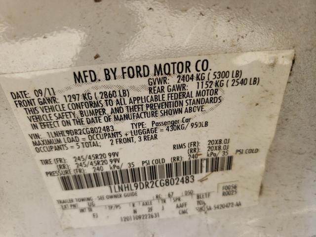 Photo 10 from auction – 2012 LINCOLN MKS with VIN 1LNHL9DR2CG802483