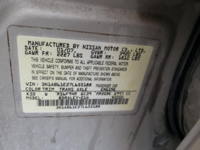 Photo 10 from auction – 2007 NISSAN SENTRA 2.0 with VIN 3N1AB61E27L655188