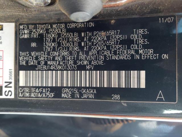 Photo 10 from auction – 2008 TOYOTA 4RUNNER SR with VIN JTEBU14R38K013073