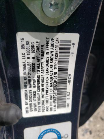 Photo 10 from auction – 2016 HONDA CIVIC EX with VIN 19XFC1F3XGE043478