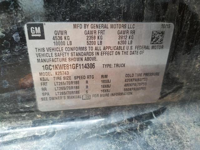 Photo 10 from auction – 2016 CHEVROLET SILVERADO with VIN 1GC1KWE81GF114306