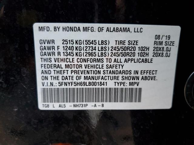 Photo 10 from auction – 2020 HONDA PILOT TOUR with VIN 5FNYF5H69LB001841
