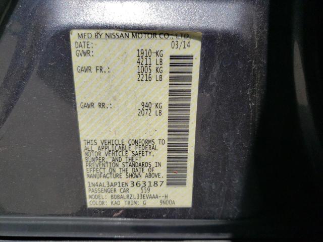 Photo 10 from auction – 2014 NISSAN ALTIMA 2.5 with VIN 1N4AL3AP1EN363187