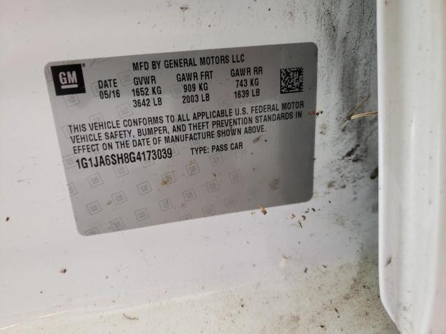 Photo 10 from auction – 2016 CHEVROLET SONIC LS with VIN 1G1JA6SH8G4173039