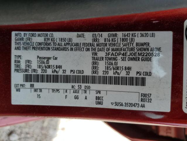 Photo 10 from auction – 2014 FORD FIESTA SE with VIN 3FADP4EJ0EM220528