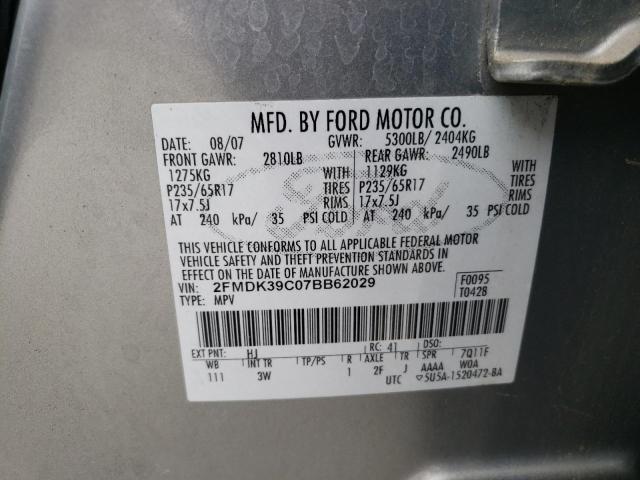 Photo 10 from auction – 2007 FORD EDGE SEL P with VIN 2FMDK39C07BB62029
