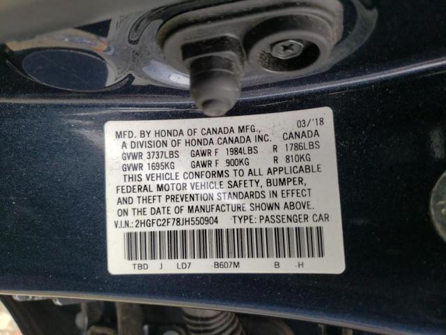 Photo 10 from auction – 2018 HONDA CIVIC EX with VIN 2HGFC2F78JH550904