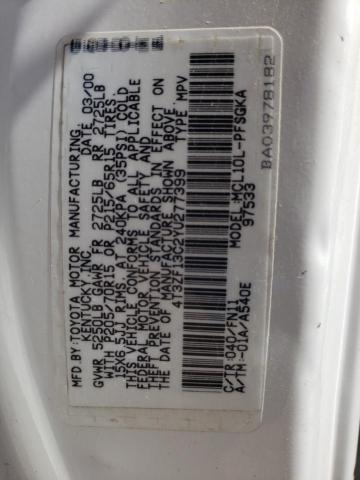 Photo 10 from auction – 2000 TOYOTA SIENNA LE with VIN 4T3ZF13C2YU277399
